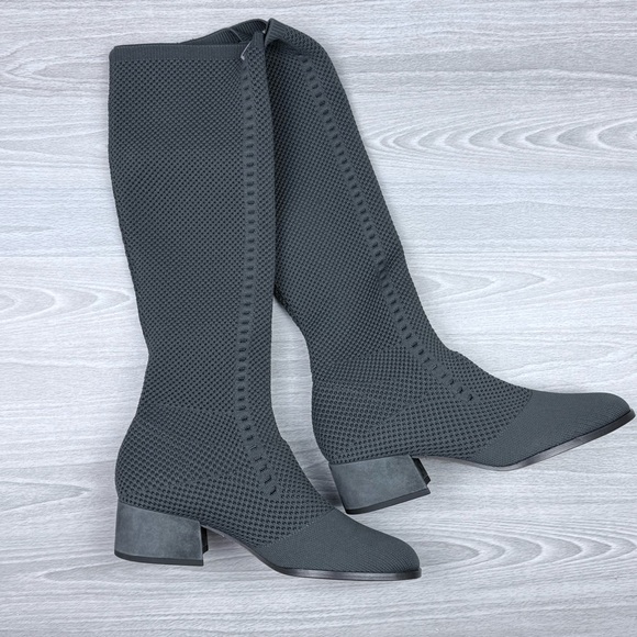 Eileen Fisher Shoes - Eileen Fisher Alas Recycled Knit Tall Stretch Boots Pull On Graphite 8.5 NEW